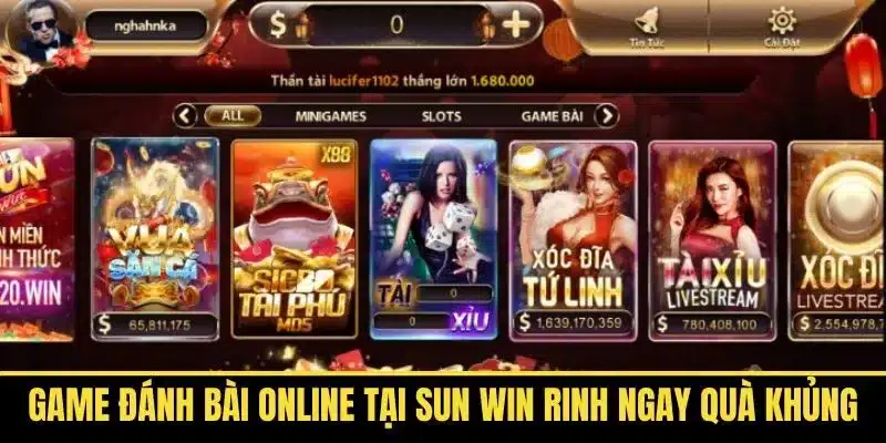 Game đánh bài online Sun Win rinh ngay quà khủng